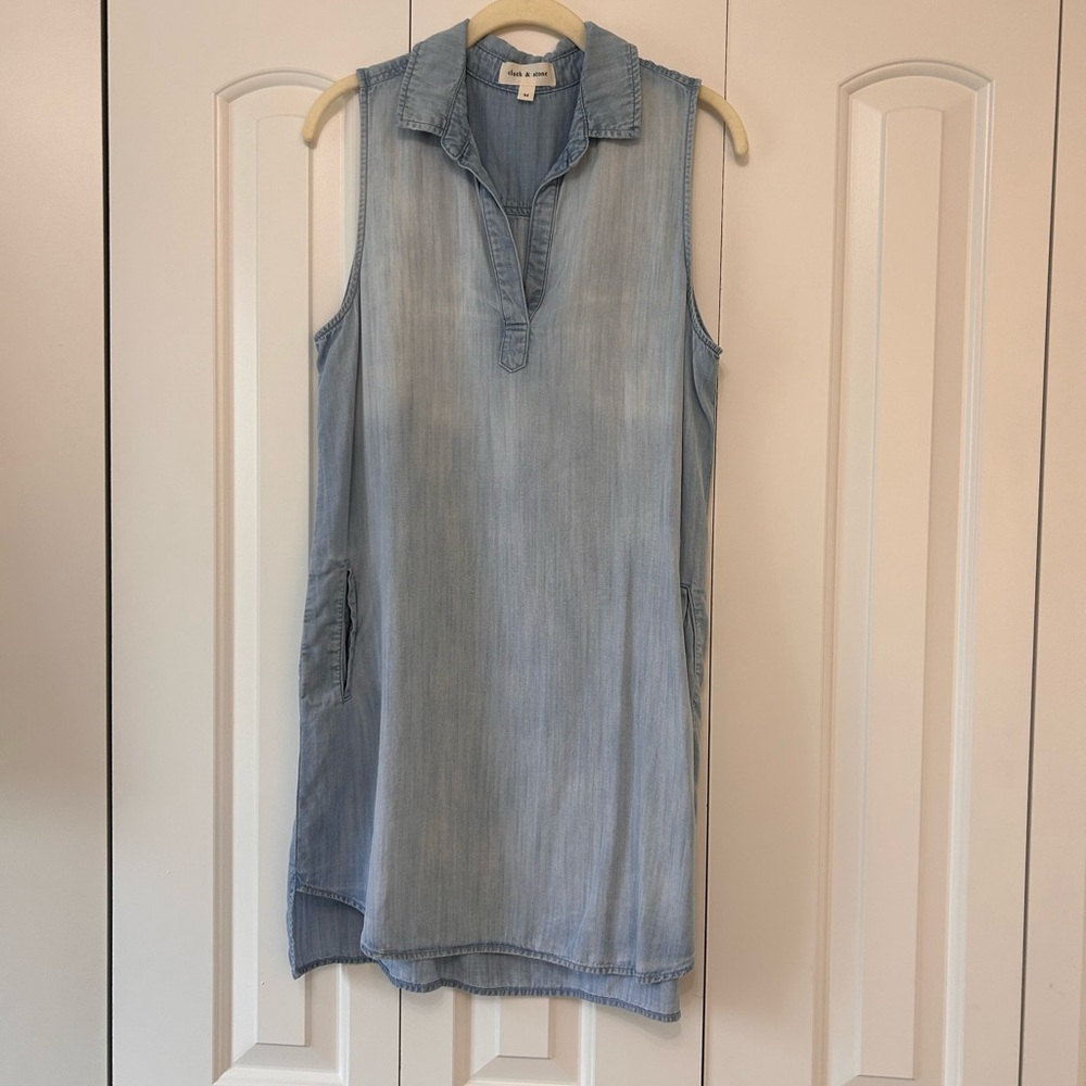 cloth & stone Pale Blue Chambray Shirt Dress